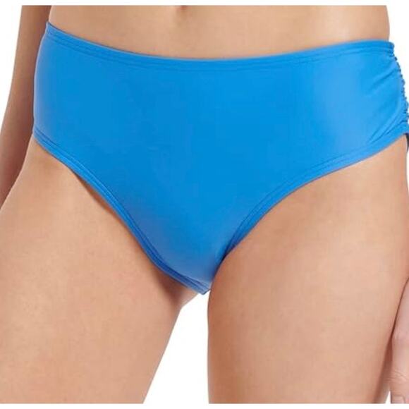 Calvin Klein Palace Blue Solid Side Shirred Hipster Bottom M NWT - Picture 1 of 3